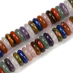 天然石ミックスストーンビーズ連売り  ロンデル  染めと未染色の混合  12~12.5x4~4.5mm  穴：0.8mm  約97個/連  15.75''（40センチメートル）&nbsp;G-G275-B01-01
