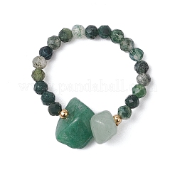 Natural Moss Agate Beaded Rings&nbsp;RJEW-TA00191-02