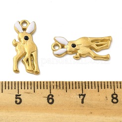 304ステンレススチールエナメルチャーム  鹿のチャーム  イオンプレーティング（ip）  18KGP本金メッキ  10x8.5x2mm  穴：1.4mm&nbsp;STAS-D369-15G