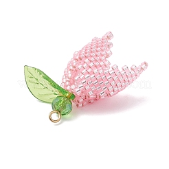 Glass Seed Beaded Rose Pendants&nbsp;PALLOY-MZ01064