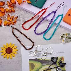 Natural White Jade and Iron Alloy Lobster Claw Clasp Keychain&nbsp;HJEW-SW00007-16