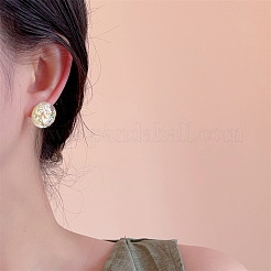 Transparent Acrylic Smiling Face Stud Earrings with Sequins&nbsp;FS-WG0A61D-02