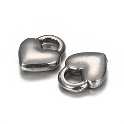 変色しにくい304ステンレススチールチャーム  ハートロック  ステンレス鋼色  11x9x3mm  穴：3x4mm&nbsp;STAS-I157-04P