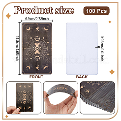 タロット長方形コート紙  月の満ち欠けの模様  ブラック  69x118x0.3mm&nbsp;DIY-WH0899-124