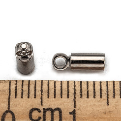 真鍮製コードエンドパーツ  エンドキャップ  ニッケルフリー  ガンメタ色  8x2.8x2mm  穴：1.2mm  2mm内径&nbsp;KK-H731-B-NF