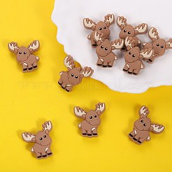 漫画ヘラジカシリコンビーズ10個  キャメル  35.5x28x9mm  穴：2mm&nbsp;JX706A