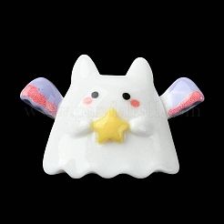 ハロウィーンテーマの不透明樹脂デコデンカボション  ゴースト  20x28.5x10mm&nbsp;CRES-Q219-03I