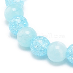 Natural Yellow Jade & Synthetic Crackle Quartz Round Beaded Stretch Bracelet for Women&nbsp;BJEW-JB08528-04