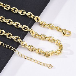 Brass Textured Cable Chain Necklaces for Women&nbsp;NJEW-K282-05G