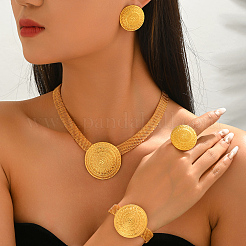 Vintage Round Alloy Bracelets & Earrings & Necklaces & Rings Sets for Women&nbsp;RU6654