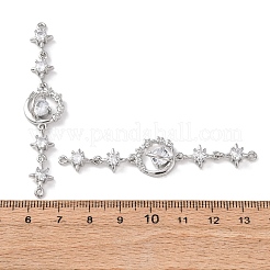 Brass Micro Pave Clear Cubic Zirconia Connector Charms&nbsp;KK-Z142-08P