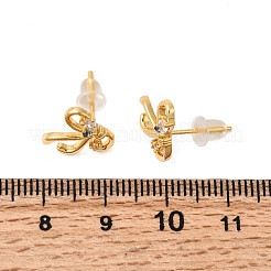 Bowknot Brass Micro Pave Clear Cubic Zirconia Stud Earrings&nbsp;EJEW-P331-03G