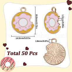 ライトゴールドメッキ合金エナメルペンダント50個。  ドーナツ  ピンク  18.5x14.5x1.2mm  穴：1.8mm&nbsp;ENAM-SC0004-84