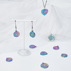 4Pcs 2 Style 304 Stainless Steel Pendant Enamel Settings&nbsp;STAS-DC0007-50