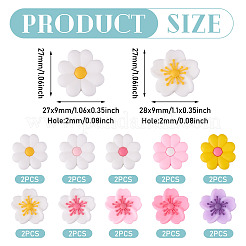 20 個 10 スタイルのシリコーンビーズ  花  ミックスカラー  27x27~28x9mm  穴：2mm  2個/スタイル&nbsp;SIL-TA0002-90