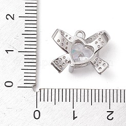 Rack Plating Brass Micro Pave Clear Cubic Zirconia Pendants&nbsp;KK-H463-10P-01