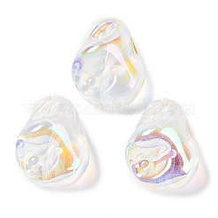 UVメッキ透明アクリルビーズ  ナゲット  クリアAB  16x13x10mm  穴：1.8mm&nbsp;OACR-S145-14