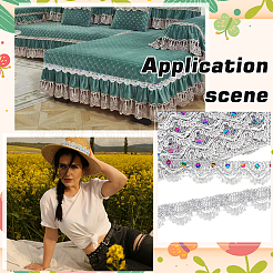 Sparkle Triangle Polyester Lace Ribbons&nbsp;OCOR-WH0090-64P