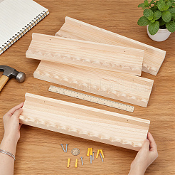 木製フローティングシェルフ4個  壁掛け収納棚  長方形  バリーウッド  42.1x9.6x3.8cm&nbsp;ODIS-WH0099-289A