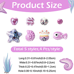 40Pcs 8 Styles Handmade Porcelain Beads&nbsp;PORC-YW0001-80