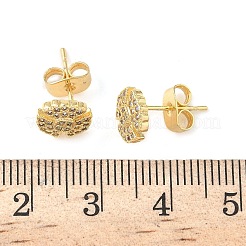 Flower Brass Micro Pave Clear Cubic Zirconia Stud Earrings&nbsp;EJEW-Z144-03G