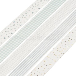5 ロール 5 スタイル紙装飾マスキングテープ  DIYスクラップブッキング用  ホワイト  10x1mm  約3m /ロール  1ロール/スタイル&nbsp;TAPE-D001-01E