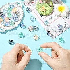 30個5色電気メッキ透明アクリルビーズ  花  ミックスカラー  15x13.5x14.5mm  穴：3.2mm  6個/カラー&nbsp;PACR-CJ0001-41