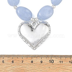 Acrylic Heart Pendant Oval Imitation Gemstone Beaded Necklaces for Women&nbsp;NJEW-JN06479-02