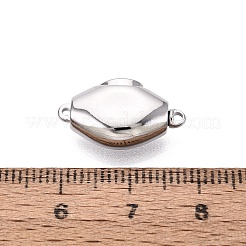 真鍮製ボックスクラスプ  菱形  1連  1穴  プラチナ  2mm  穴：18~19x11x6mm&nbsp;KK-Q074-13P-01