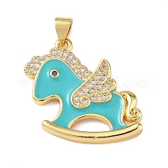 Brass Micro Pave Clear Cubic Zirconia Pendants&nbsp;KK-A303-02G