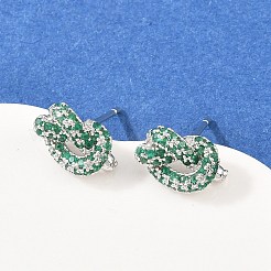 knot Brass Micro Pave Cubic Zirconia Stud Earrings&nbsp;EJEW-C174-01P