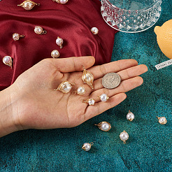 24Pcs 6 Style ABS Plastic Imitation Pearl Wire Wrapped Pendants&nbsp;KK-SW0001-07