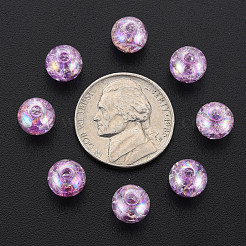 クリアクラックアクリルビーズ  ABカラーメッキ  ラウンド  スミレ  8x7mm  穴：1.8mm  約1745個/500g&nbsp;MACR-S373-66-L01