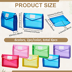 6Pcs 6 Colors Transparent Plastic File Pockets&nbsp;AJEW-FG0005-14