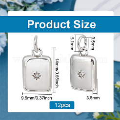 12Pcs Brass Micro Pave Clear Cubic Zirconia Pendants&nbsp;ZIRC-BC0001-34P-RS