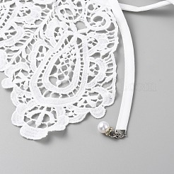 取り外し可能なファイバー製の女性用刺繍入り首輪  ネックライントリム  洋服縫製アップリケエッジ  DIYアクセサリー  ホワイト  1460mm&nbsp;AJEW-CJC0006-01