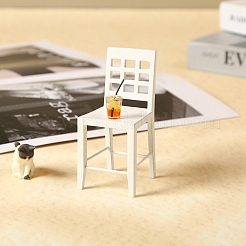 ドールハウス ミニチュア家具 モデル レトロ チェア マイクロ風景 ドールハウス アクセサリー  小道具の装飾のふりをする  ホワイト  95x42mm&nbsp;PW-WG44B4D-01