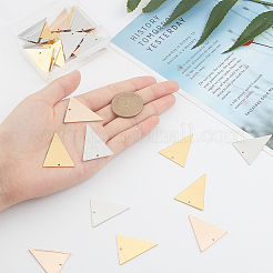 真鍮チャーム  空白タグのスタンプ  三角形  ミックスカラー  30.5x25.5x1mm  穴：1mm  3色  10個/カラー  30個/箱&nbsp;KK-BC0006-83
