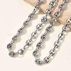 304ステンレススチール製コーヒー豆チェーンネックレス＆ブレスレットセット  ステンレス鋼色  610mm&nbsp;SJEW-D091-09P