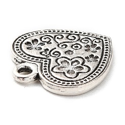 合金のチベット風チャーム  ハート  アンティークシルバー  18.5x17x1.5mm  穴：1.8mm  約265個/500g&nbsp;PALLOY-P293-025AS