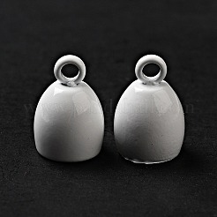 スプレー塗装された201ステンレススチールコードエンド  卵  ホワイト  11.5x8mm  穴：2mm  内径：6mm&nbsp;STAS-G304-01E