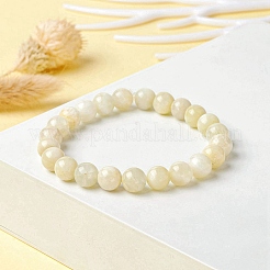 Natural Rainbow Moonstone Round Beaded Stretch Bracelet&nbsp;BJEW-JB03683-04