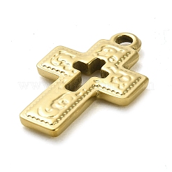 304ステンレスペンダント  クロスチャーム  14KGP本金メッキ  24.5x15x2mm  穴：1.8mm&nbsp;STAS-L022-110G-04