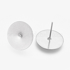 変色しにくい304ステンレススチールスタッドピアス金具  ステンレス鋼色  12x14mm  ピン：0.7mm&nbsp;STAS-P208-02P-06