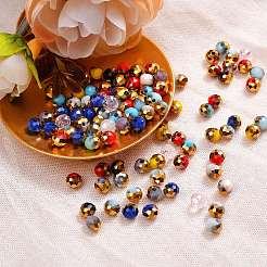 1710~1770個15色電気メッキガラスビーズ  ファセットロンデル  ミックスカラー  6x5mm  穴：1mm  114~118個/カラー&nbsp;EGLA-SZ0001-03