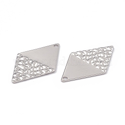 変色しない304ステンレススチールペンダント  ひし形チャーム  ステンレス鋼色  32x18x1mm  穴：1.5mm&nbsp;STAS-B031-05P