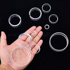 20個 4スタイル プラスチック スポーツボール ディスプレイ台座  フラットラウンド  透明  16~64.5x5.5~15.5mm  5個/スタイル&nbsp;ODIS-GF0001-17A
