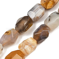 天然の黄色ボツワナアゲートビーズ連売り  多面カット  ナゲット  19.5~23x14~15.5x13.5~15.5mm  穴：0.9mm  約18~19個/連  14.96~15.47''（38~39.3センチメートル）&nbsp;G-F796-C05-01