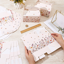 12個 2スタイル 花柄プリント ポータブル ペーパー キャンディ ギフト トートボックス  長方形  ミックスカラー  25.9x25.5x0.1cm  完成品：16x9.5x16.5cm  6個/スタイル&nbsp;CON-CP0001-020