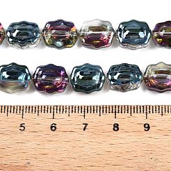 電気メッキガラスビーズセット  花  空色  12x10x6~6.5mm  穴：1mm  約55個/連  26.93''（68.4センチメートル）&nbsp;EGLA-T021-05G